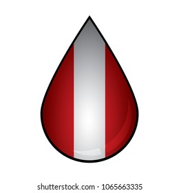 The Peru flag painted on 3D water drop