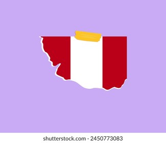 Peru flag paper texture, single-piece element, vector design, Peru flag taped on wall, decoration or celebration idea