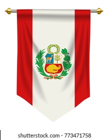 Peru flag or pennant isolated on white