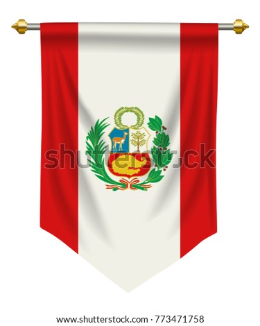 Peru flag or pennant isolated on white