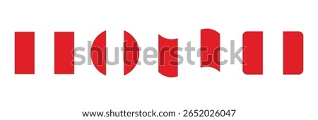 Peru flag png vector. Peru Square and round icon isolated on transparent PNG background. Peru flag icon