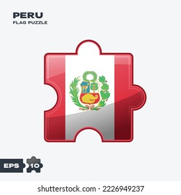 Piezas de rompecabezas de la bandera de Perú. ilustración vectorial aislada en fondo blanco