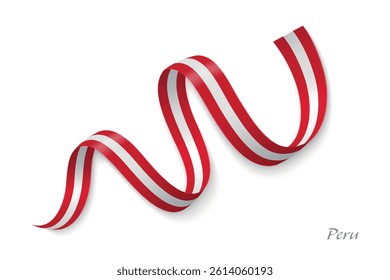 Peru flag ribbon waving national colors, symbolizing pride, unity and national identity