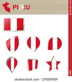 Peru Flag Set, Flag Set #104. Vector.