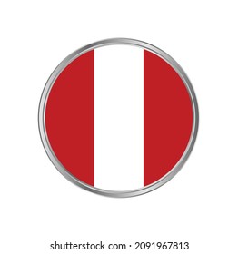Peru flag with silver frame vector design