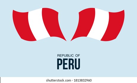 Peru flag state symbol isolated on background national banner. Greeting card National Independence Day of the Republic of Peru. Illustration banner with realistic state flag.