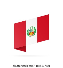 Peru Flaggenstaatsymbol einzeln auf nationalem Hintergrund. Grußkarte Nationaler Unabhängigkeitstag der Republik Peru. Illustrationsbanner mit realistischer Staatsflagge.