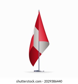 Peru flag state symbol isolated on background national banner. Greeting card National Independence Day of the Republic of Peru. Illustration banner with realistic state flag.