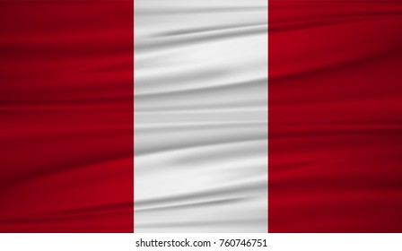 Peru flag vector. Vector flag of Peru blowig in the wind. EPS 10.
