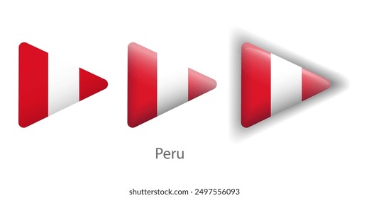 Peru-Flag, Vektorsymbole in Form eines abgerundeten Dreiecks