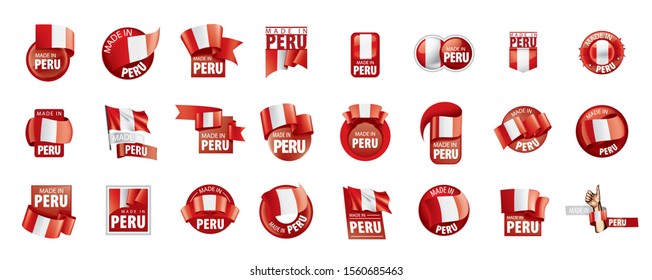 Peru flag, vector illustration on a white background
