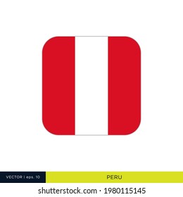 Plantilla de Diseño de Ilustración de Vectores de Bandera del Perú. Forma cuadrada redondeada.