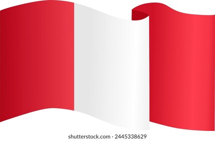 Peru flag wave isolated on png or transparent background vector illustration.
