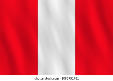 Peru flag with waving effect, official proportion.