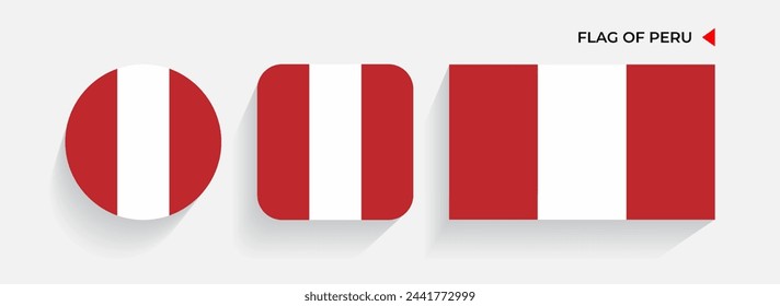Peru Flags arranged in round, square and rectangular shapes