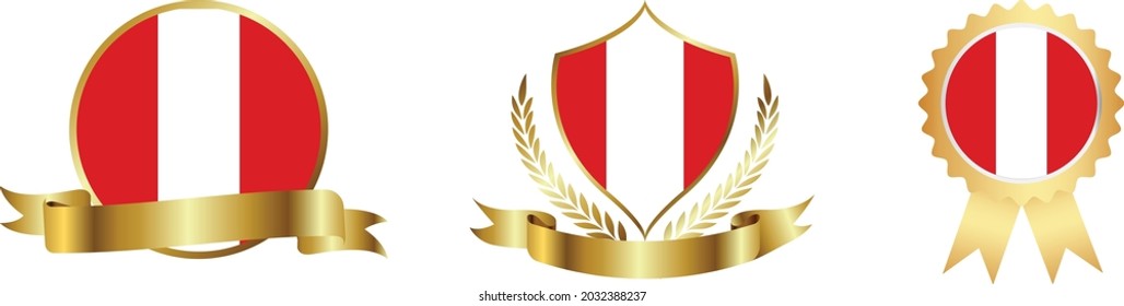 Peru flags. Symbols of countries map