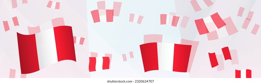 Peru flag-themed abstract design on a banner. Abstract background design with National flags. Vector illustration.