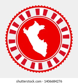 Peru flat stamp. Round logo with map and flag of Peru. Vector illustration.