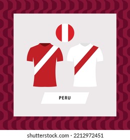 Peru football national team uniform flat illustration with the round national flag. South American country football team.