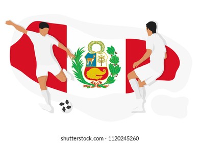 Peru football team player kicking dribbling 2018 championship vector illustration socce