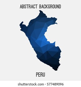 Peru in geometric polygonal style.Abstract tessellation,modern design background. Vector illustration