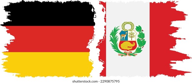 Peru and Germany grunge flags connection, vector