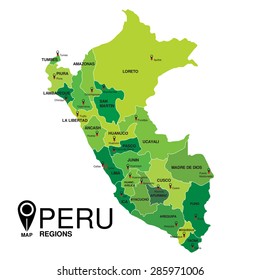 Peru green Map detailed vector