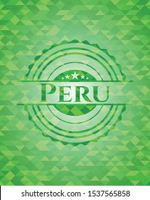 Peru green mosaic emblem. Vector Illustration. Detailed.