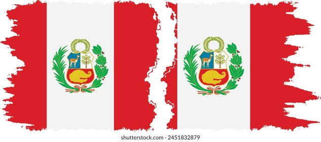 Peru and Peru grunge flags connection, vector