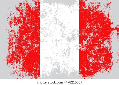 Peru grunge, old, scratched style flag