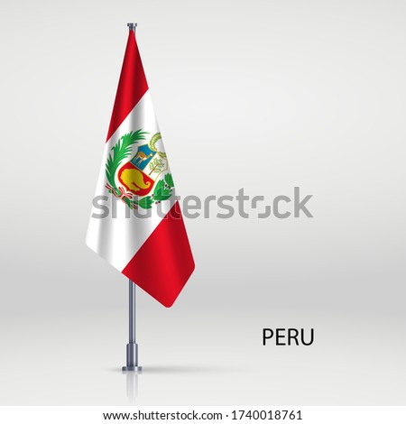 Peru hanging flag on flagpole