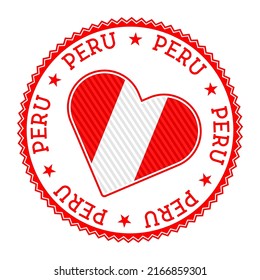 Peru heart badge. Vector logo of Peru with the name of the country in the Spanish language. Attractive vector illustration.