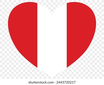 Perú en forma de corazón aislado sobre fondo transparente. ilustración vectorial