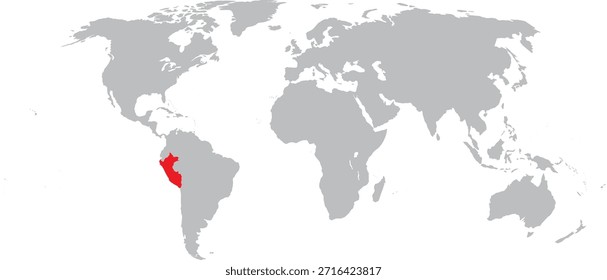 Peru Highlighted on World Map Vector Design