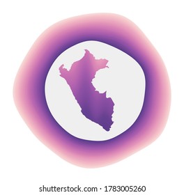 Icono de Perú. Logo de gradiente colorido del país. El Perú rojo púrpura redondeado con un mapa para su diseño. Ilustración vectorial.