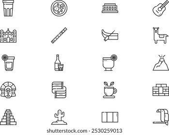 Peru icon pack collection is a vector illustration with editable stroke.