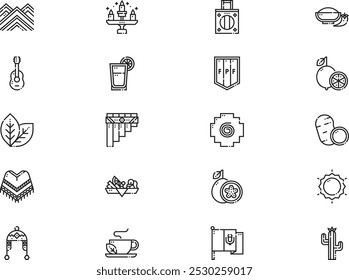 Peru icons collection is a vector illustration with editable stroke.