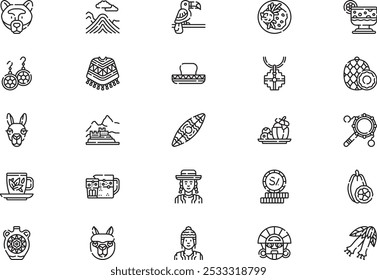 Peru icons collection is a vector illustration with editable stroke.