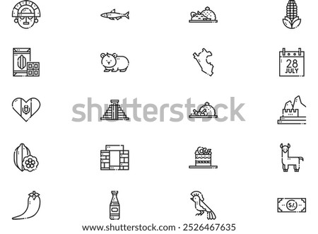 Peru icons collection is a vector illustration with editable stroke.