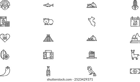 Peru icons High-Quality Vector Icons Collection with Editable Stroke. Ideal for Professional and Creative Projects.