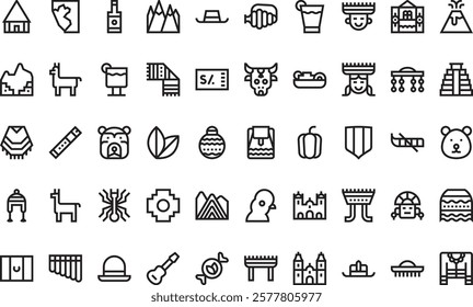 Peru icons High-Quality Vector Icons Collection with Editable Stroke. Ideal for Professional and Creative Projects.