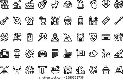 Peru icons High-Quality Vector Icons Collection with Editable Stroke. Ideal for Professional and Creative Projects