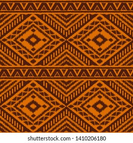 Peru ikat tribal pattern vector seamless. Ethnic border african fabric texture. Traditional knitted embroidery art print. Ghana background for home textile, blanket, cushion, clothing and backdrop.