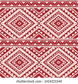 Peru ikat tribal pattern vector seamless. Traditional incan embroidery art print. Ethnic geometric border texture. Mexican background for boho textile, blanket, fabric and backdrop template.