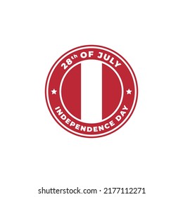 Peru Independence Day 28th of July Logo Badge for Label, Sign, Symbol, Stamp, Emblem, and Icon Vector Illustration
