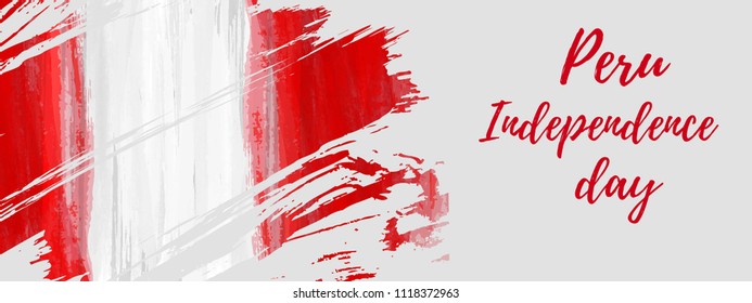 Peru Independence day background. Abstract watercolor grunge flag. National day holiday template for poster, banner, invitation, flyer, etc.