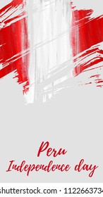 Peru Independence day background. Abstract watercolor grunge flag. National day holiday template for poster, banner, invitation, flyer, etc.