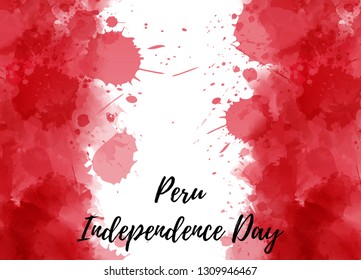 Peru Independence day background. Abstract watercolor splashes grunge flag of Peru. National day holiday template for poster, banner, invitation, flyer, etc.