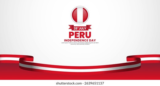 Peru independence day banner background 28 July design element with waving ribbon flag