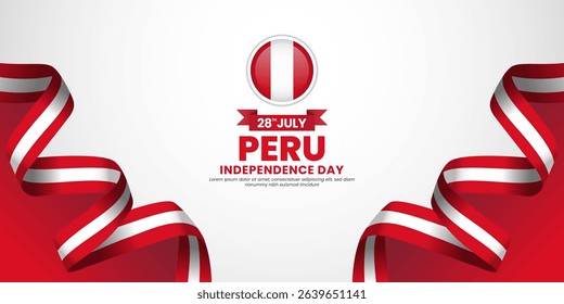 Peru independence day banner background 28 July design element with waving ribbon flag